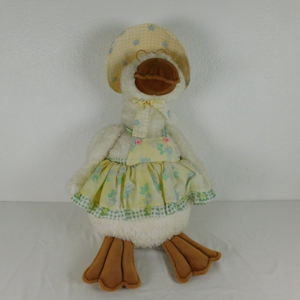 MTY International Goose Stuffed Animal Plush 23" Apron Bonnet Easter Taiwan
